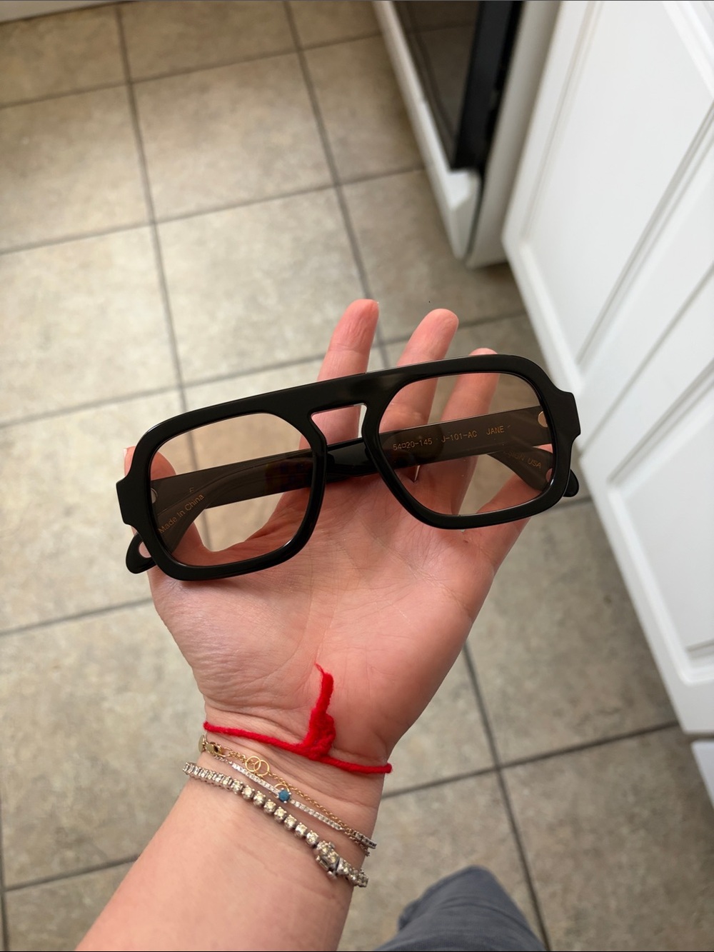 BRAND NEW Elisa Johnson Matte Black Jane Square Frame Sunglasses